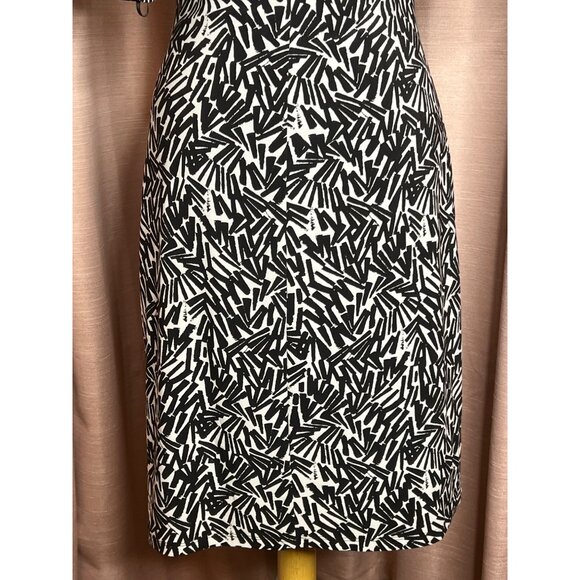 Lauren Ralph Lauren Size 8 Black White Abstract Print Body Con Dress Career Boho - Picture 7 of 16